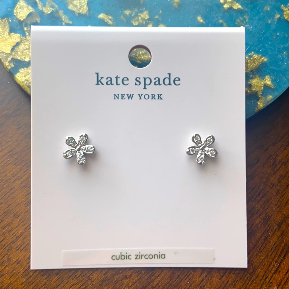 Kate Spade Silver Gleaming Gardenia Flower Earrings